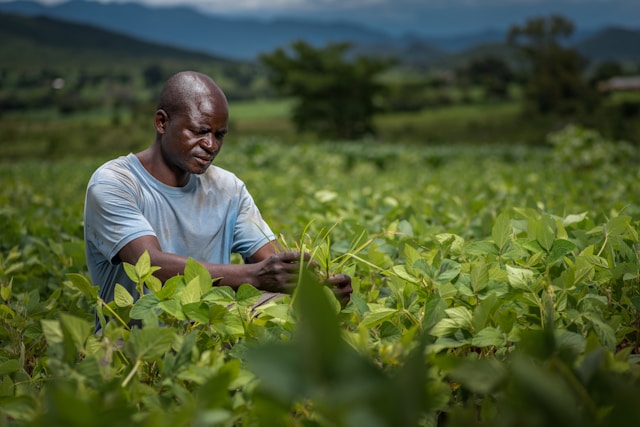 African farmers working together